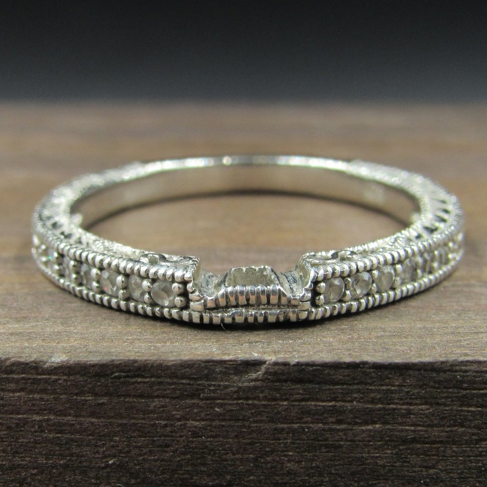 Size 8.75 Sterling Silver Fancy Pattern CZ Band